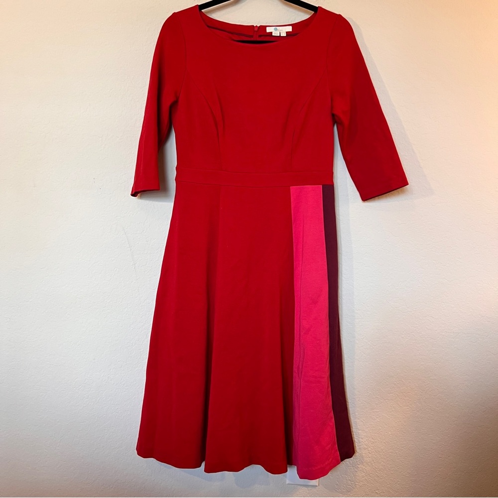 Boden Red and Pink Long Sleeve Dress
